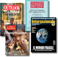Copertine di riviste che raccontano il dopo tsunami